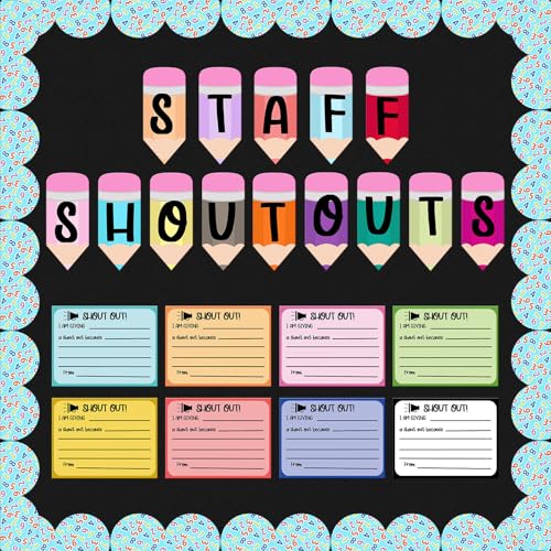 Mooliwe Staff Shout Outs Bulletin Board Decorations Set Employee Recognition Board Set with Shout Out Cards Appreciation and Recognition DIY for Classroom Office Door Wall Decor Supplies