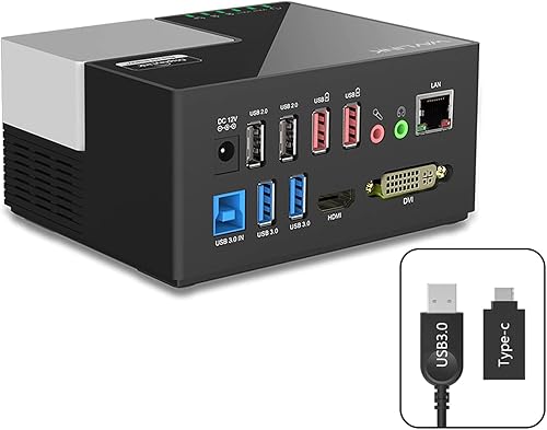 Miniatura 1 de Replicador de puertos USB 30Wavlink para computadora portátil visualización de pantalla con monitor dual DVI HDMI VGA Gigabit Ethernet audio