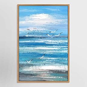 SIGNWIN Framed Canvas Wall Art Sunrise on Ocean...