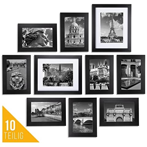 Postavo Lot de 10 cadres photo en bois noir Cover