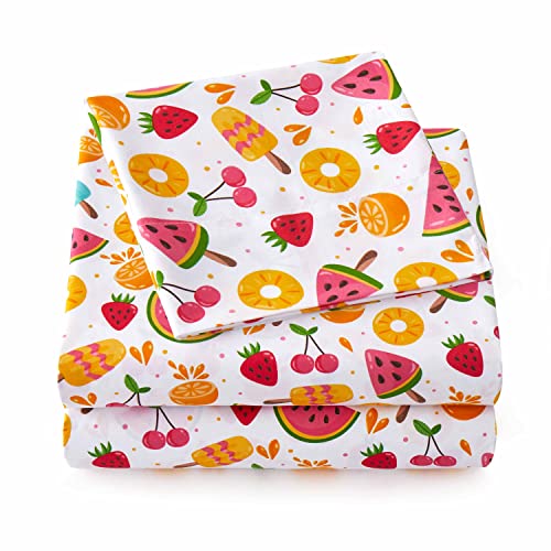 1500 Supreme Kids Bed Sheet Collection - Fun Colorful and Comfortable Boys and Girls Toddler Sheet Sets - Deep Pocket Wrinkle Free Soft and Cozy Bedding - Twin, Fruity Fun