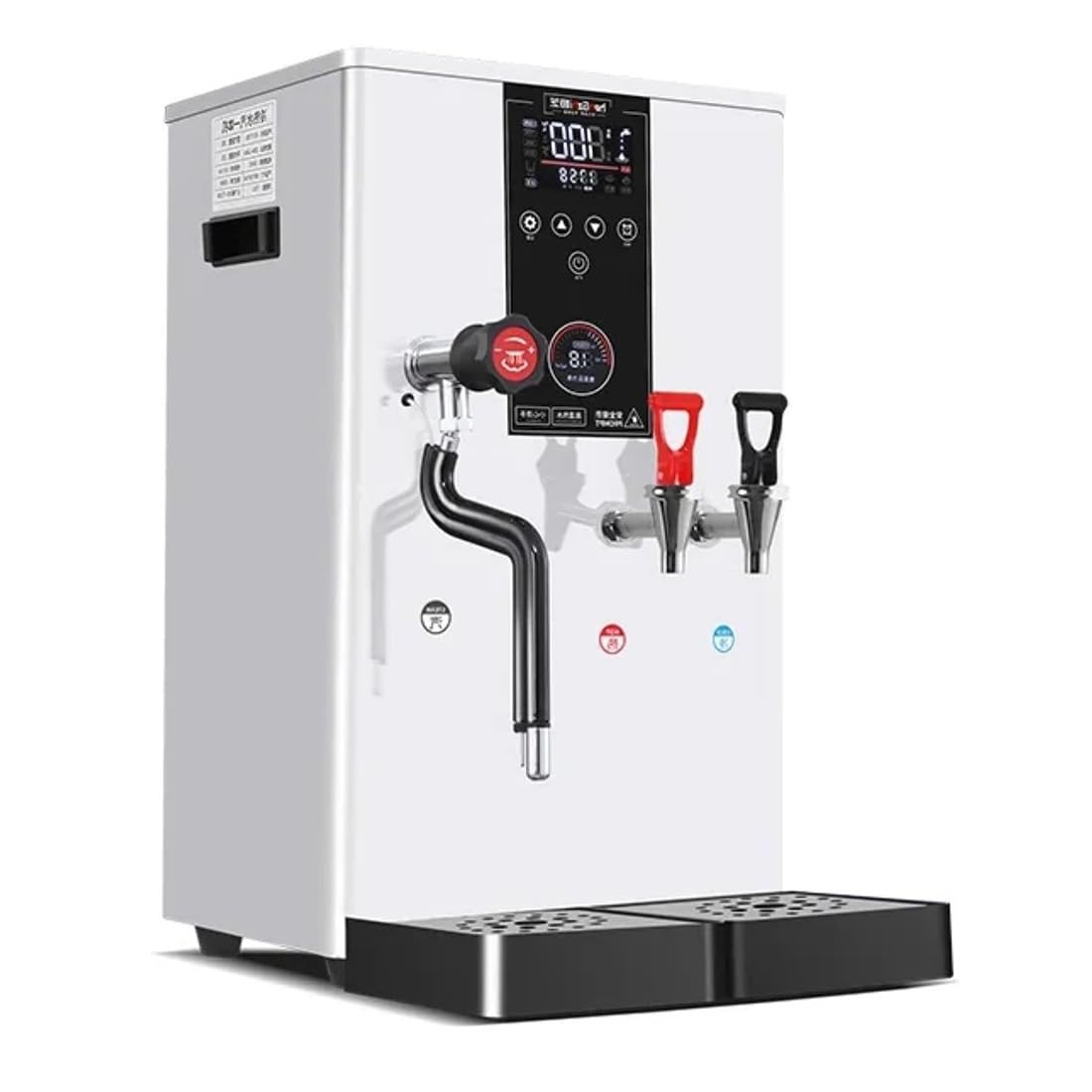 Macchina per Schiuma di Latte Elettrica Automatica Commerciale A Vapore, 3000 W, 50 L/H, Display A LED E Manometro, Bianco-White
