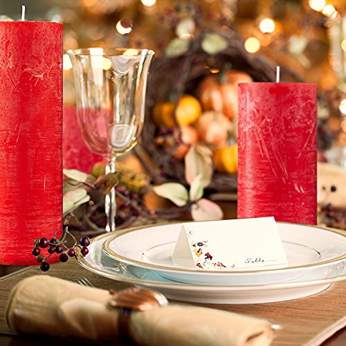 Spaas Rustic Red Pillar Candles - 2.7" X 3" Decorative Candles Set Of 4 - Clean Burning And Dripless Unscented Rustic Pillar Candles For Home Decorations, Wedding Decor, Party, Spa Restaurant #TOP3