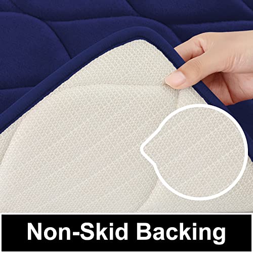 Colorxy Memory Foam Bathroom Rugs, Ultra Soft & Non-Slip Bath Mat, Water Absorbent And Machine Washable Bath Carpet Rug For Shower Bathroom Floor Rugs, 32''X20'', Navy Blue #TOP1