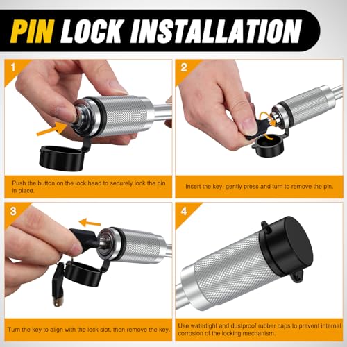 Image of Nilight Trailer Hitch Lock Pin 1 /2 inch & 5 /8 inch Locking Receiver Hitch Pin Keyed Unique Weatherproof Anti-Theft Lockable Fits 2 inch 2-1 /2 inch & 1-1 /4 inchReceiver Tow Truck Boat Bike Truck Silver