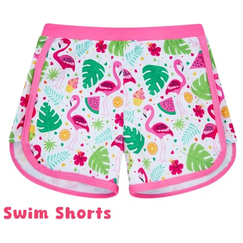 Image of TUONROAD Toddler Girls One Piece Swimsuit 2Pcs Bathing Suit Kids Swimwear with Short for 3-9