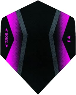 Thor F4 - Plumas para dardos (12 unidades, 100 micrones, forma estándar A, n.º 2), 4 unidades, color azul, rosa y amarillo