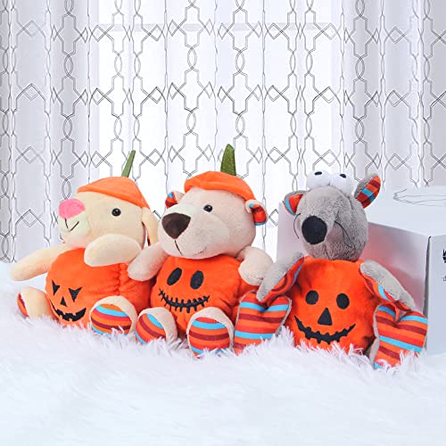 Nleio Pack Of 3 Halloween Squishy Bunny Plush, Cuddly Rat Plush, Bear Stuffed Animals, 9.5” Cute Plush Toys, Plushies Gift For Halloween, Soft Stuff Animals, Kid Halloween Toy, Halloween Collection #TOP1