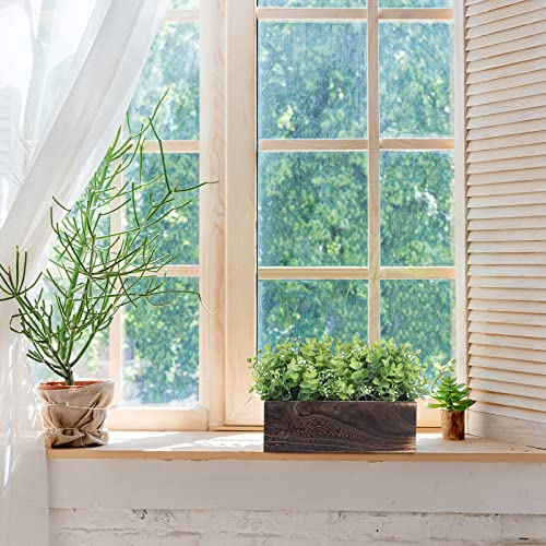 Funarty Artificial Eucalyptus In Rectangular Wood Box, Potted Fake Plants And Mantle Greenery Arrangement For Windowsill Décor And Centerpiece For Table #TOP4