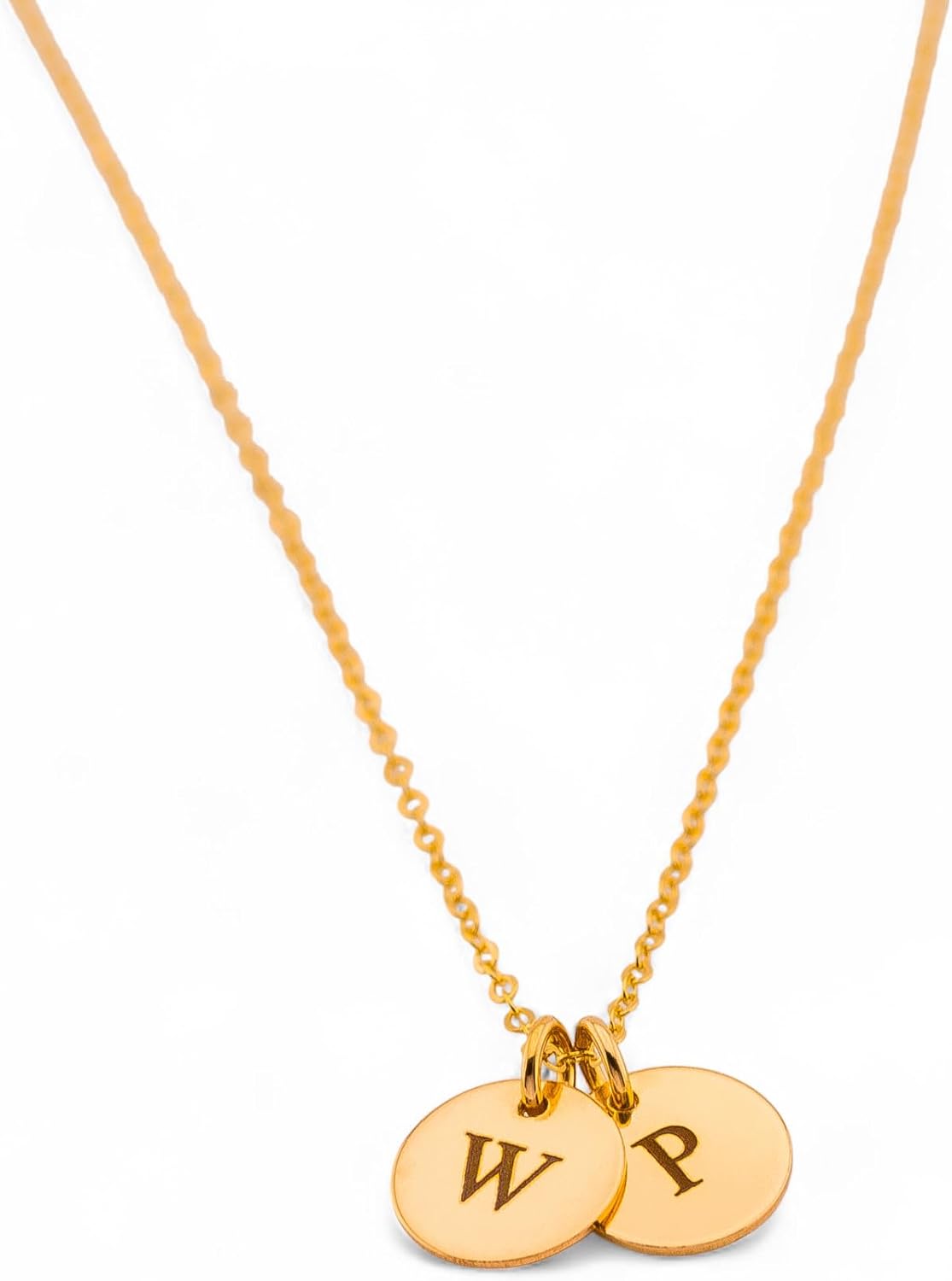 HotMixCold Customized FIVE Small Initial Circle Disc Pendant Necklace, Family, Sister, Mother, Couple Jewelry, Gift for Her