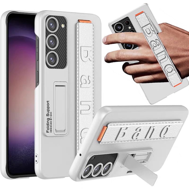 Coque Samsung S25 fine argente antichoc dotee d'un bracelet de maintien