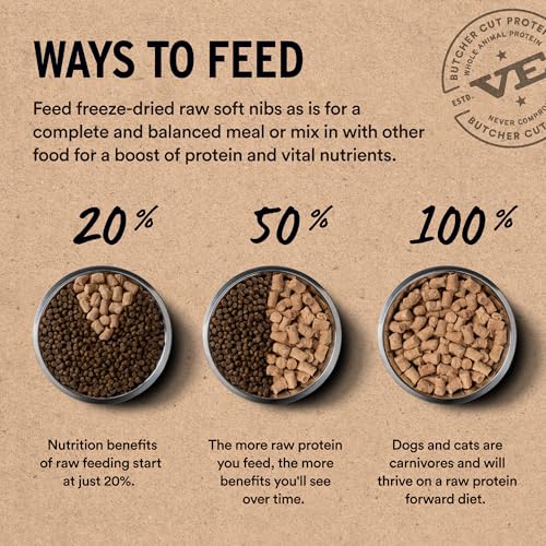 Image of Vital Essentials Freeze Dried Dog Food, Beef & Salmon Nibs, 3 lb Bag | Soft, Complete Meal or Topper, Made With 99% Beef, Salmon, Organs & Bone, High Protein Raw Nutrition, Grain-Free Recipe