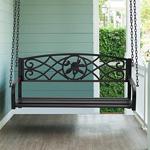 YITAHOME Heavy Duty Metal Hanging Porch Swing Chair Outdoor Swing