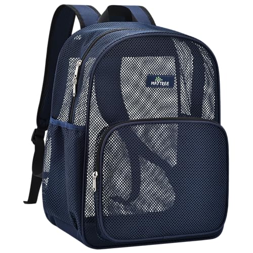 Image of MAY TREE Mesh Backpack, Heavy Duty Mesh Beach Bag for Women Men, Blue