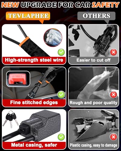 image for Tevlaphee Steering Wheel Lock Seat Belt Lock Universal Anti Theft Car 