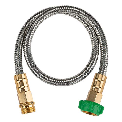 On-Airstore 3 Fuß 304 Edelstahl Metall Gartenschlauch mit Messing Gartenschlauchtülle - Flexibel, leicht, knick- und verhedderungsfrei, einfach zu bedienen & aufzubewahren (Grün, 91 cm)