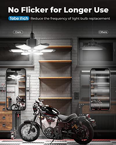 2-Pack Led Garage Lights, 200W 20000Lm Ultra Bright Shop Lights, 6500K Garage Led Lights Ceiling With 6+1 Deformable Panels, E26/E27 Led Light Bulbs For Garage, Workshop, Work Bench #TOP4