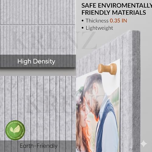 Image of KRENZ Self Adhesive Bulletin Notice Board (30 X 30 Cm) with Drawing Pins List Board for Wall Vision Board for Manifestation Wall Boards Message Board for Office School Collage (2, Grey Line)