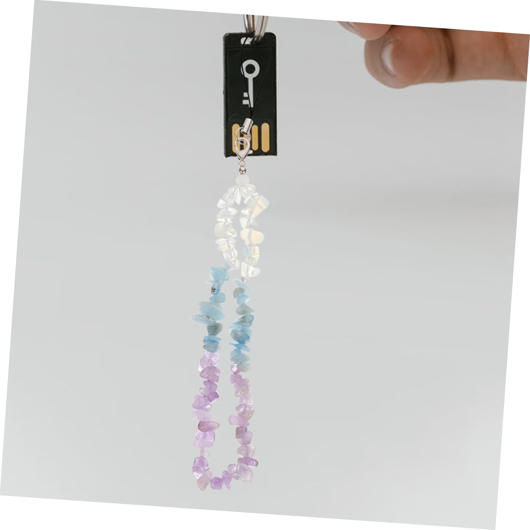 Angoily Cordón De Cristal Llavero De Seguridad De Cordón Hecho A Mano Para Las Mujeres - Perdido Cuerda Colgante Cadena Colgante Correa De Muñeca Piedra De Cristal Púrpura