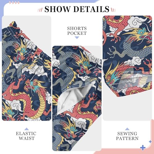 Colorful Wild Dragon Boys Long Pants Soft Trousers Elastic Waist Kids Lounge Bottoms with Pockets S-XL4