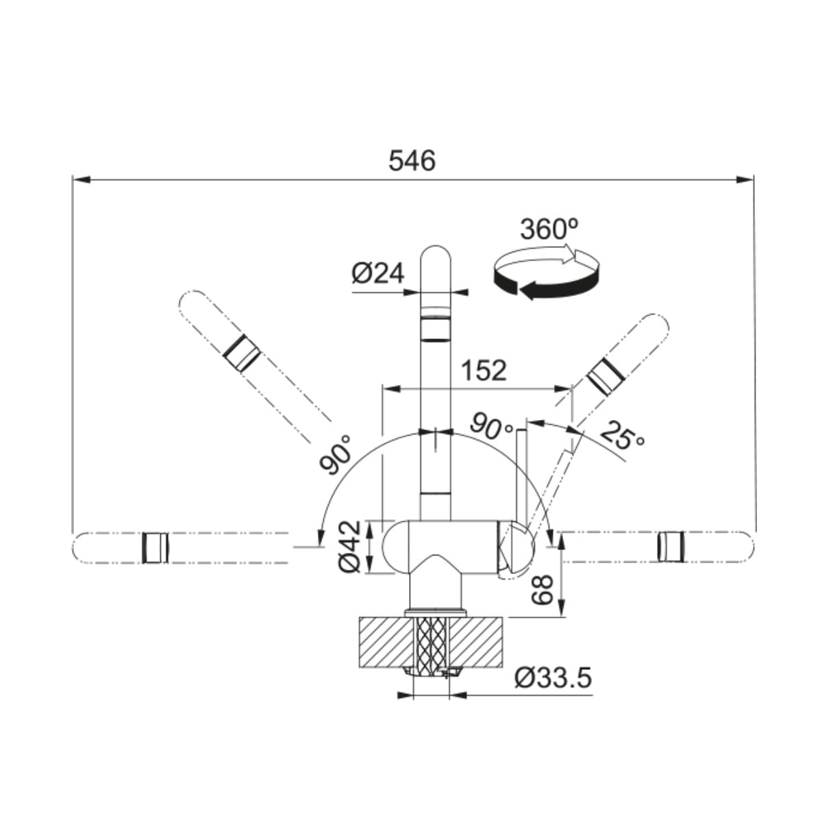 Mitigeur d'évier FN 2962.031, chromé (115.0029.625) - Sanitaire