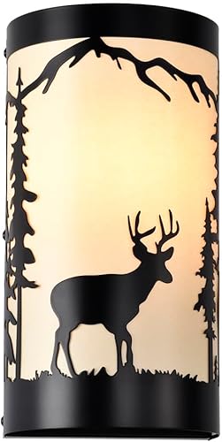 Miniatura 11 de Aplique de pared, apliques de pared de pergamino crema de metal de oso de granja, juego de dos, apliques de pared rústicos negros mate, apliques de