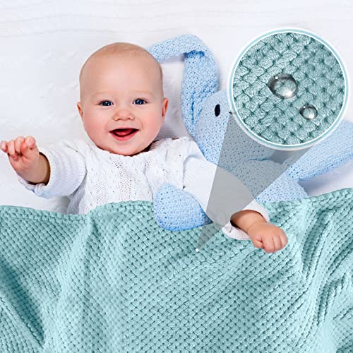 Image of Reginary 4Pcs 30x40 Baby Blanket Fuzzy, Light Blue, Pink, Beige, Gray | Waffle Flannel Baby Throw Blankets, Warm Nursery & Crib Blankets, Girl & Boy Newborn Infant