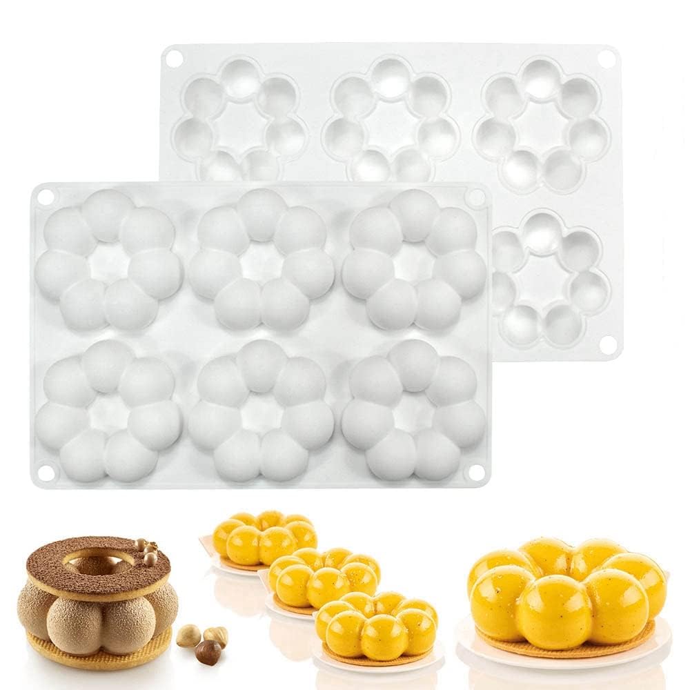 Skytail 6 Cavity Silicone Flower Soap Molds for Soap Bath Bombs Candle Making Scented Wax Melts Chocolate Cake Baking Muffin Cupcake Flower Cakes Jelly Pudding Dessert Mold-image-4