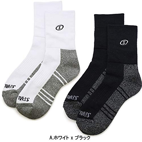 SPALDING(スポルディング) バスケットボール ショートソックス Sマーク 2足セット SAS180040 ホワイト/ブラック 25-27cm バスケ バスケット