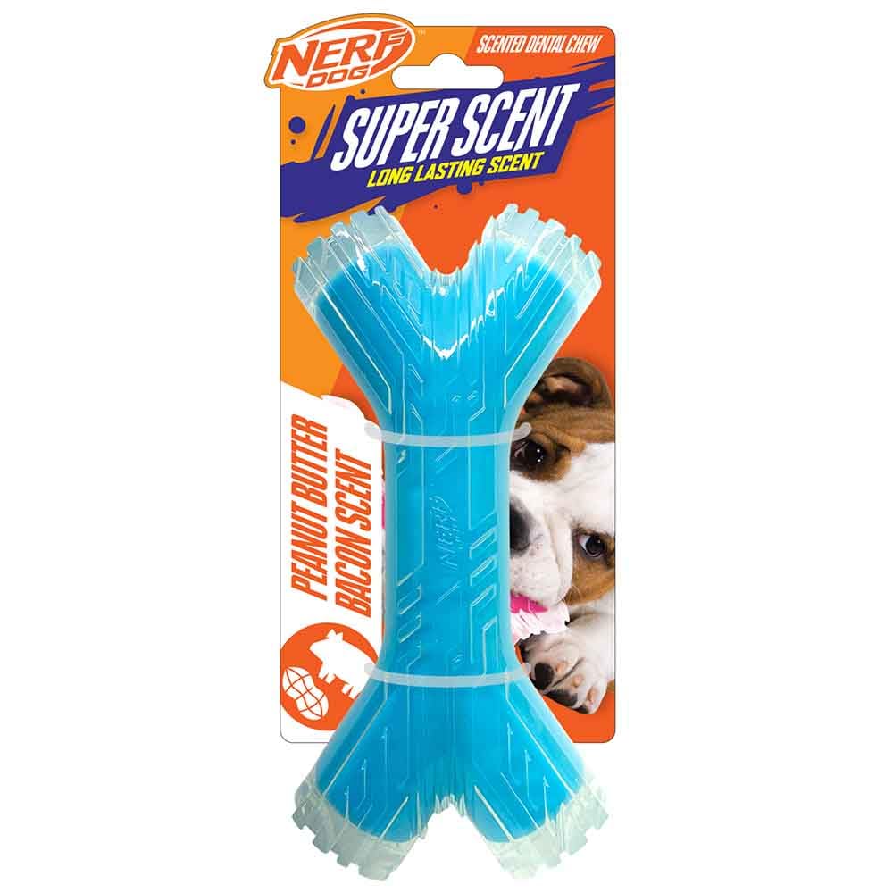 NERF Dog Scentology Hundespielzeug – Erdnussbutter-Geruch, 25 Cm, Knautschbar & Gut Für Die Zahnhygiene