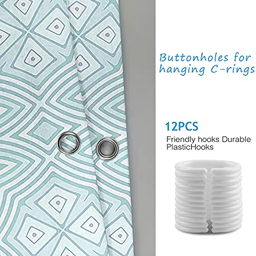 Rideau de douche polyester 180x200cm imperméable grand format déco fleur bleue
