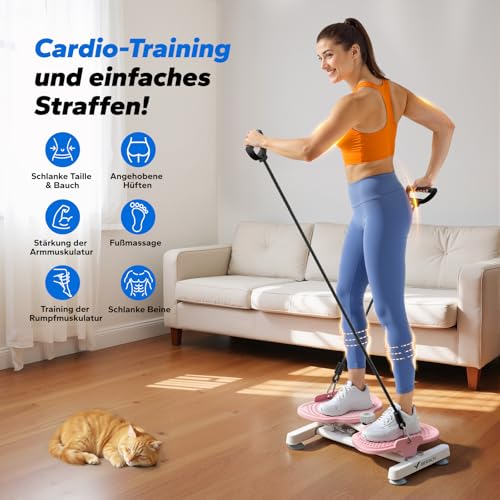 MERACH-Huefttwister-Twist-Waist-Disc-Borad-fuer-Frauen-Bauchmuskeltrainer-mit-2-Widerstandsbaendern-fuer-Schlanke-Taille-Core-Training-Max-136KG-Geraeuschloses-Heim-Fitnessgeraet - Sparfuchs24.io - Preisvergleich & Top Angebote Online