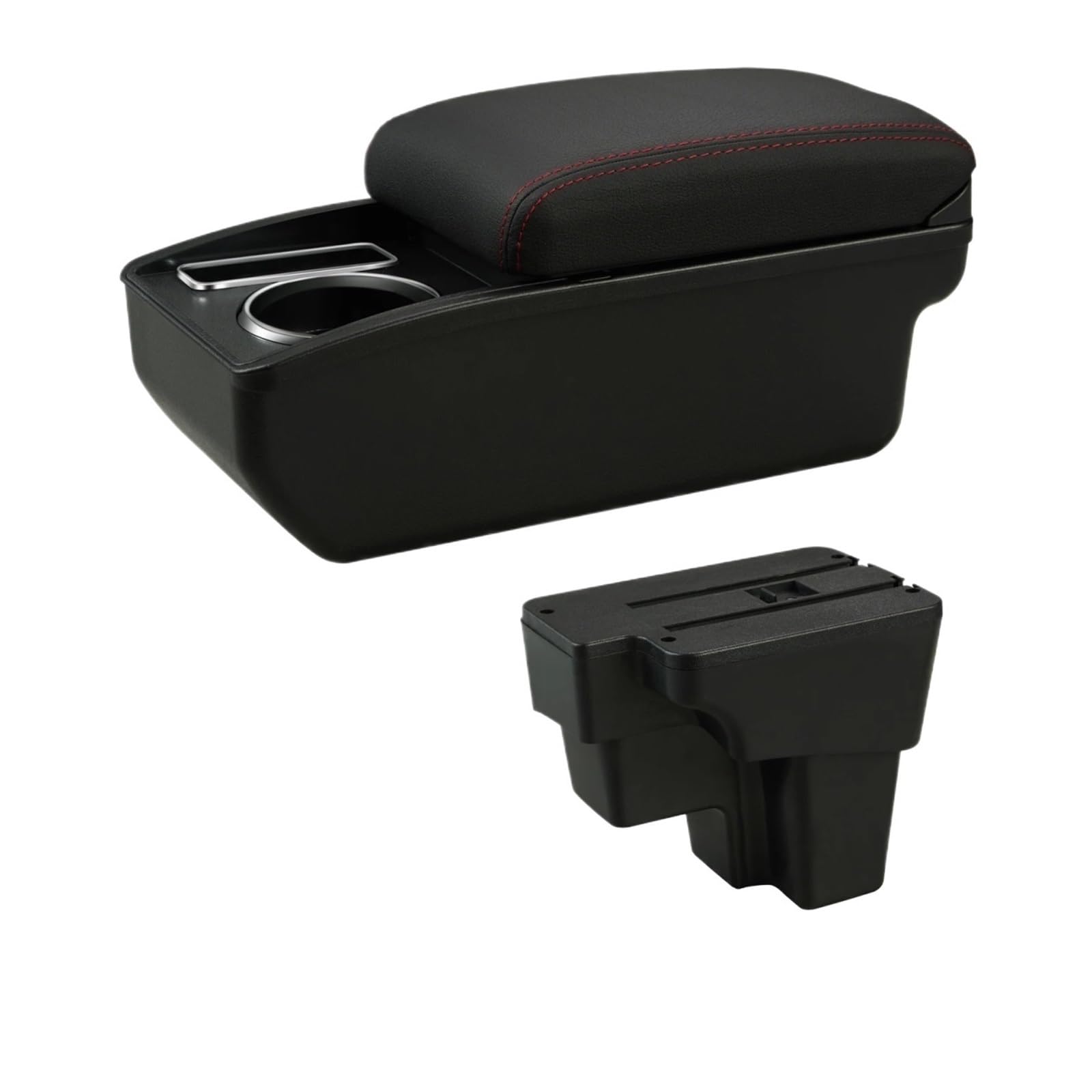 UMDJJU For KIA For RIO 2003-2007 Car Armrest Retrofit Part Storage Box Accessorie Car Centre Console Armrest Box(A1 Red Line No USB)