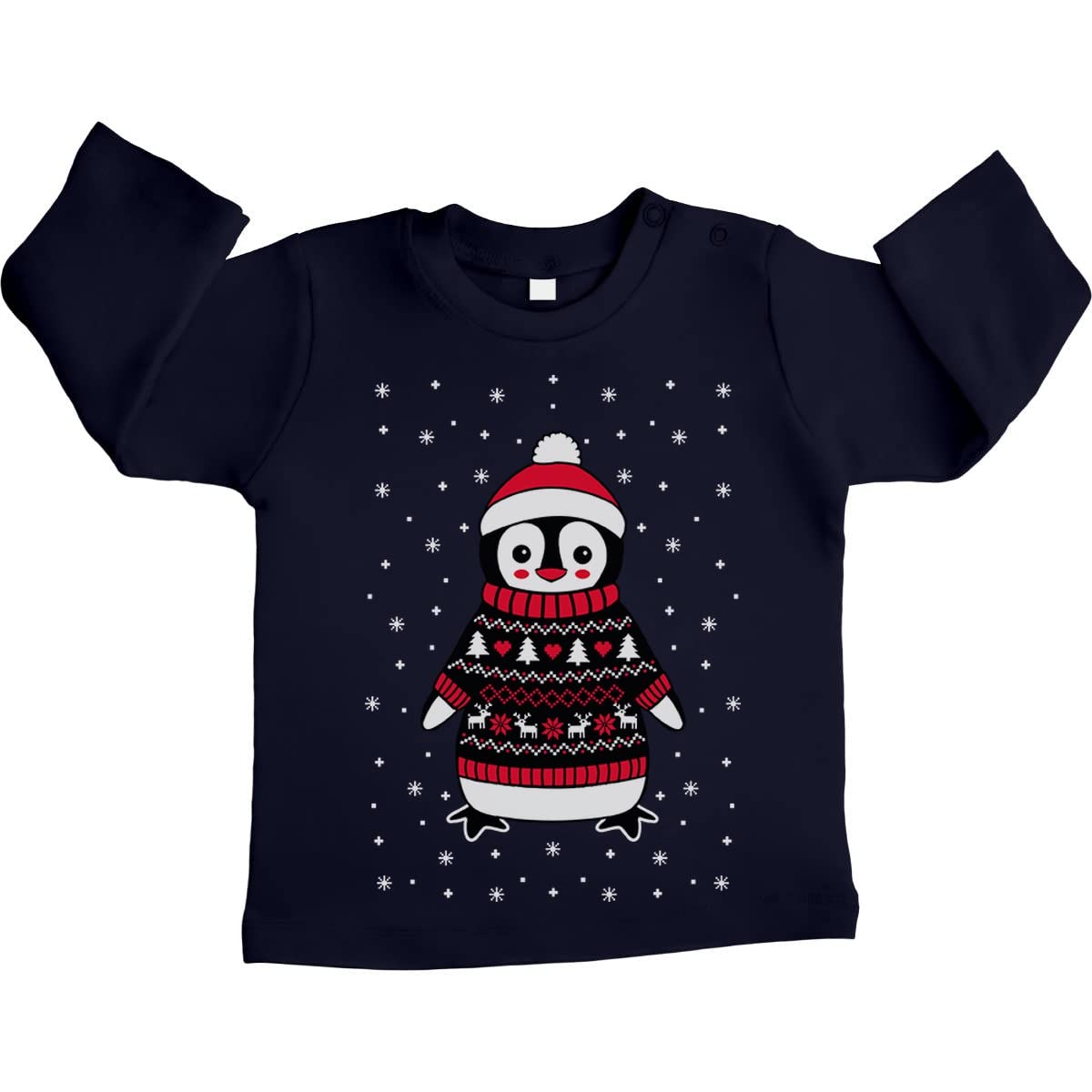 Chemise Bébé Pingouin Noël - Manches Longues 12-18 Mois Rouge
