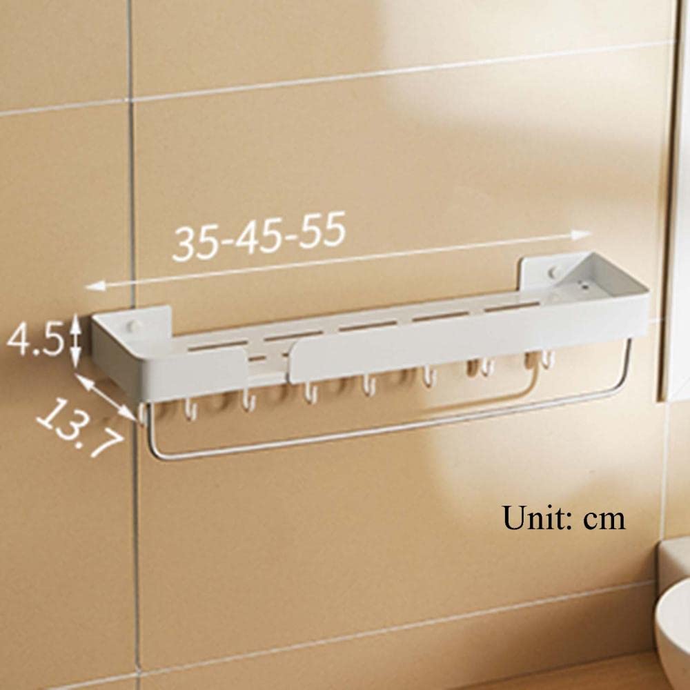 Półki kuchenne ścienne z drążkiem na ręczniki, niewiercone półki łazienkowe z hakiem, samoprzylepne, aluminium kosmiczne do kuchni i toalety - 45 cm (45 cm)