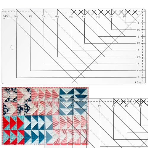 Xuhal Flying Geese Tool Quilt Ruler 5.5 x 10.5 Inch Flying Geese Quilting Rulers Acrylic Ruler for Quilting and Sewing Precise Fabric Cutting Sew Accessories Gifts for Sewing Enthusiasts