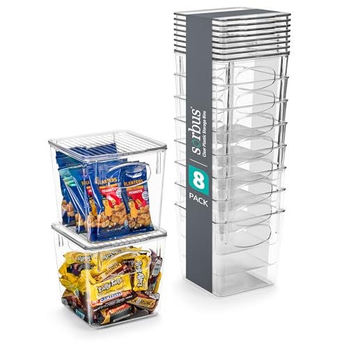 Sorbus 8-Pack Small Clear Plastic Storage Bins – Organizers for