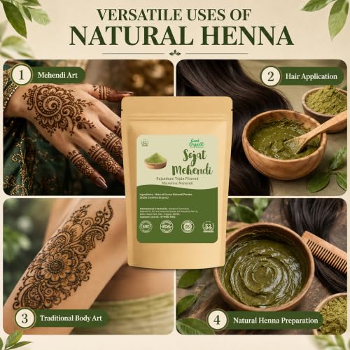 GOOD ORGANIC Sojat Henna Powder for Hair Pack of 1 - Image 6