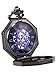 Produktbild Alienwork Mechanische Taschenuhr Herren Damen Schwarz Blau Skelett Retro
