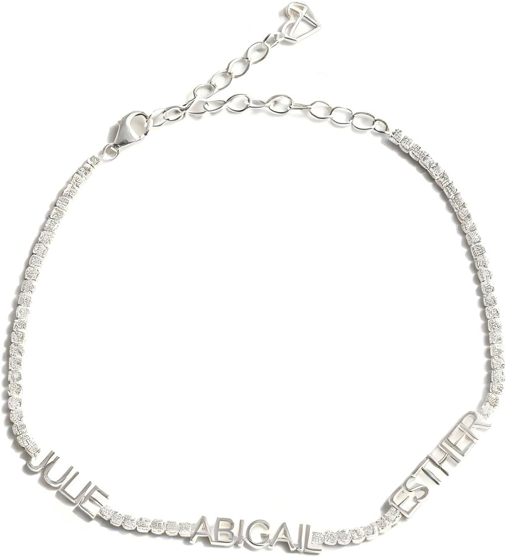 Personalized Name Bracelet With Zircon Stones 925 Sterling Silver Custom Jewelry Gifts for Mom Sister Best Friend