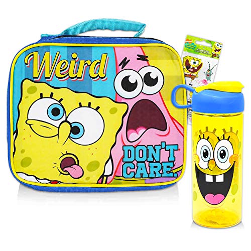 SpongeBob SquarePants Water Bottle Lunch Box Bundle ~ SpongeBob School Supplies | SpongeBob Lunch Bag And Water Bottle With Stickers (SpongeBob School Supplies)