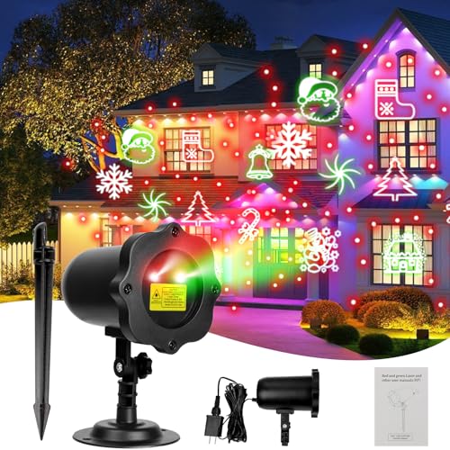 Christmas Projector Lights Outdoor,LED Christmas Light with 16 Christmas Patterns