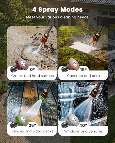 Image of Pressure Washer, Power Washer for Car Wash, Driveway Cleaning | High Pressure Washer with Foam Cannon, 4 Lockable Wheels & 4 Quick Connect Nozzles for deck, concrete,fence Wash