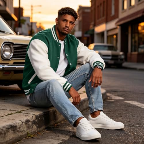 Men's Varsity Jacket Classic Fit Fleece Baseball Cardigan Sweaters - image 4