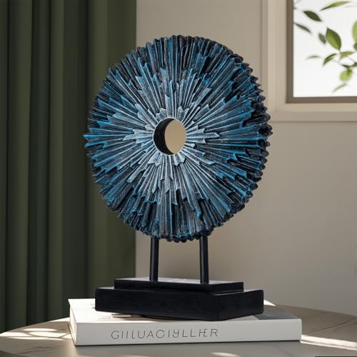 Estatua decorativa moderna abstracta azul y plata miniatura 3