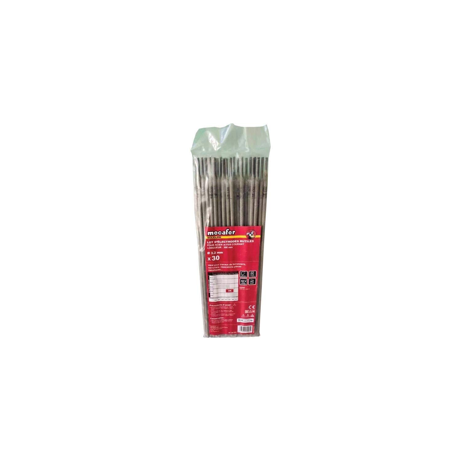 Mecafer 30 Électrodes rutiles ACIER Ø 3,​25 mm longueur 300 mm