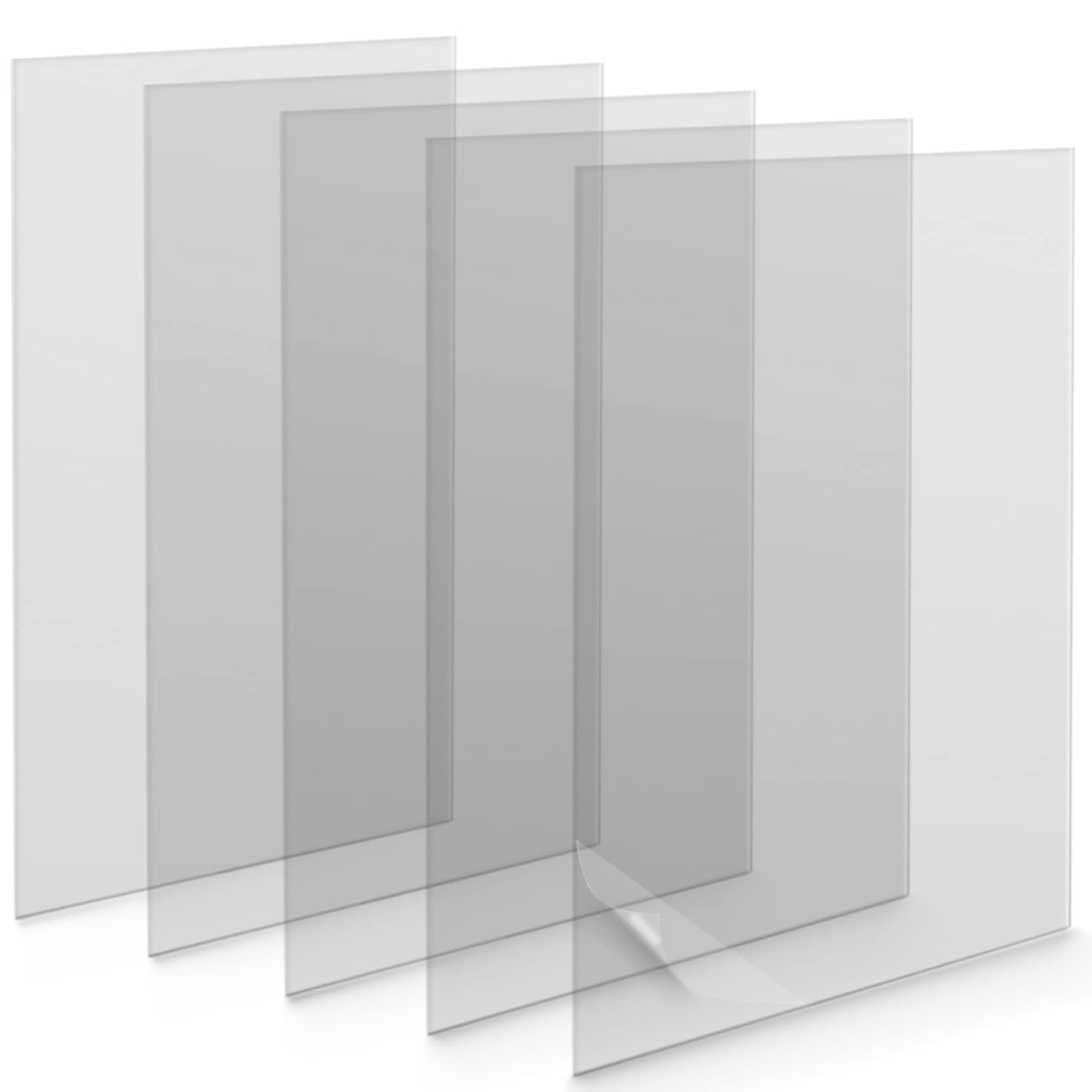 HOUYEE 5 Pack 8x10" Plexiglass Sheet, 0.04" Thick,Clear PET Panels for Crafting Projects,Cricut Cutting,Replacement Picture Frame Glass.Make Special Acrylic Signs for Wedding,Festival,Party,Office.