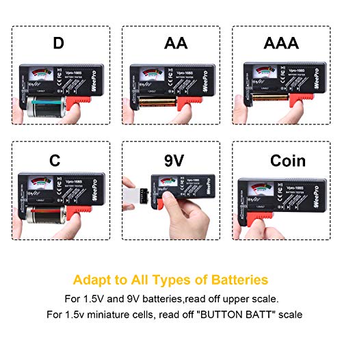 Weepro VPRO-168S Battery Tester, Universal Battery Checker Small Battery Tester thumb #2