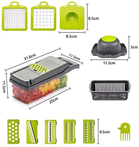 Coupe légumes multifonction vert avec 7 couteaux en acier inoxydable - 3