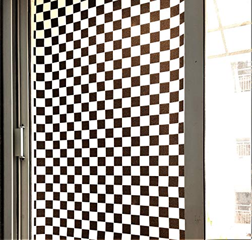 INDIAN ROYALS Black and White Chess Window Privacy Film - Self-Adhesive, Peel and Stick Window Sticker for Privacy and Decoration (200 x 45 CM)